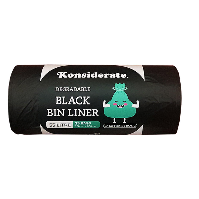 55L Heavy Duty Degradable Black Bin Liner (250 bags/ctn)