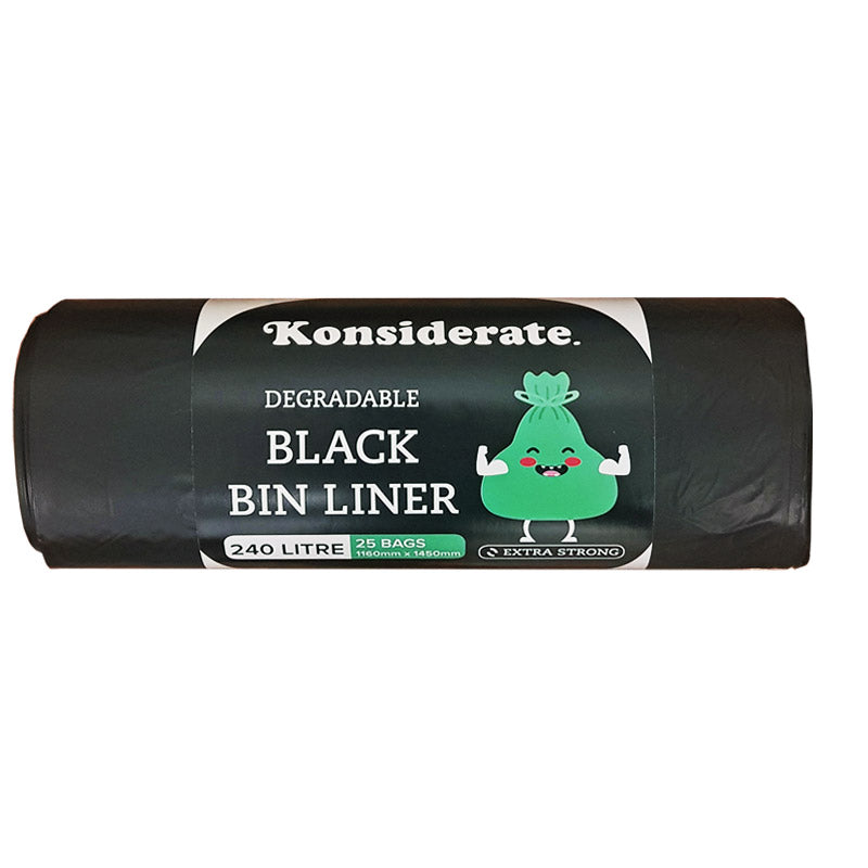 240L Heavy Duty Degradable Black Bin Liner (100 bags/ctn)