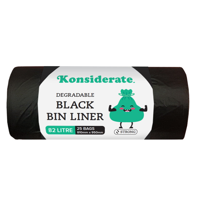 82L Medium Duty Degradable Black Bin Liner (250 bags/ctn)