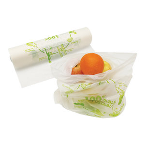 Natural Small Certified Compostable Produce Bag - 500 bags/roll